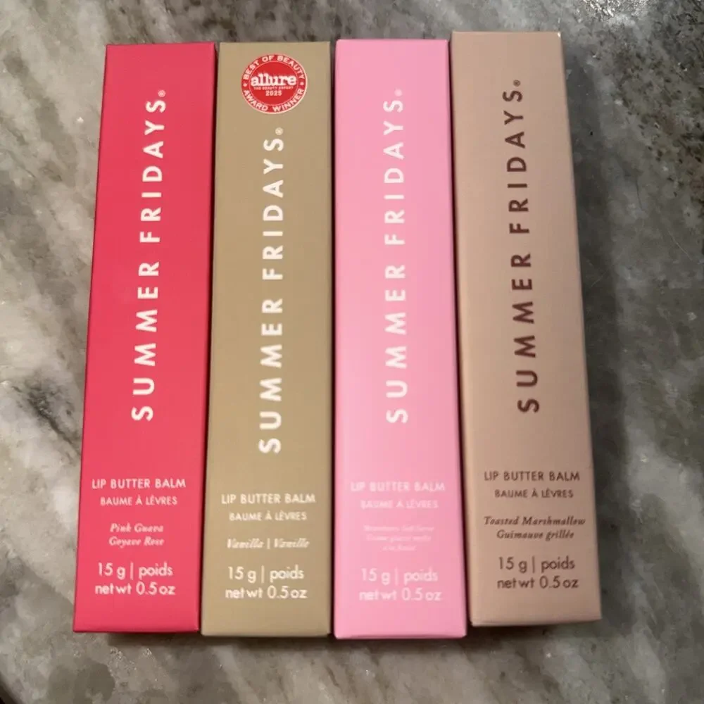 Summer Fridays Lip Butter Balm Lot Of 4 Guava Vanilla Strawberry Toasted Marsh